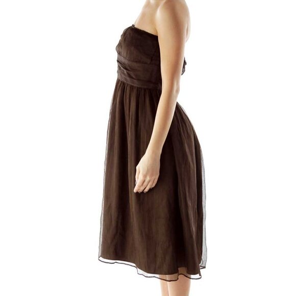 J.Crew Brown Strapless Silk Dress - Picture 3 of 3